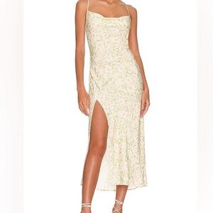 RESA Cream and Green Floral Maxi Dress